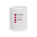 Love Lives Here Ceramic Mug — Heart Accent Coffee Cup (11oz, 15oz)