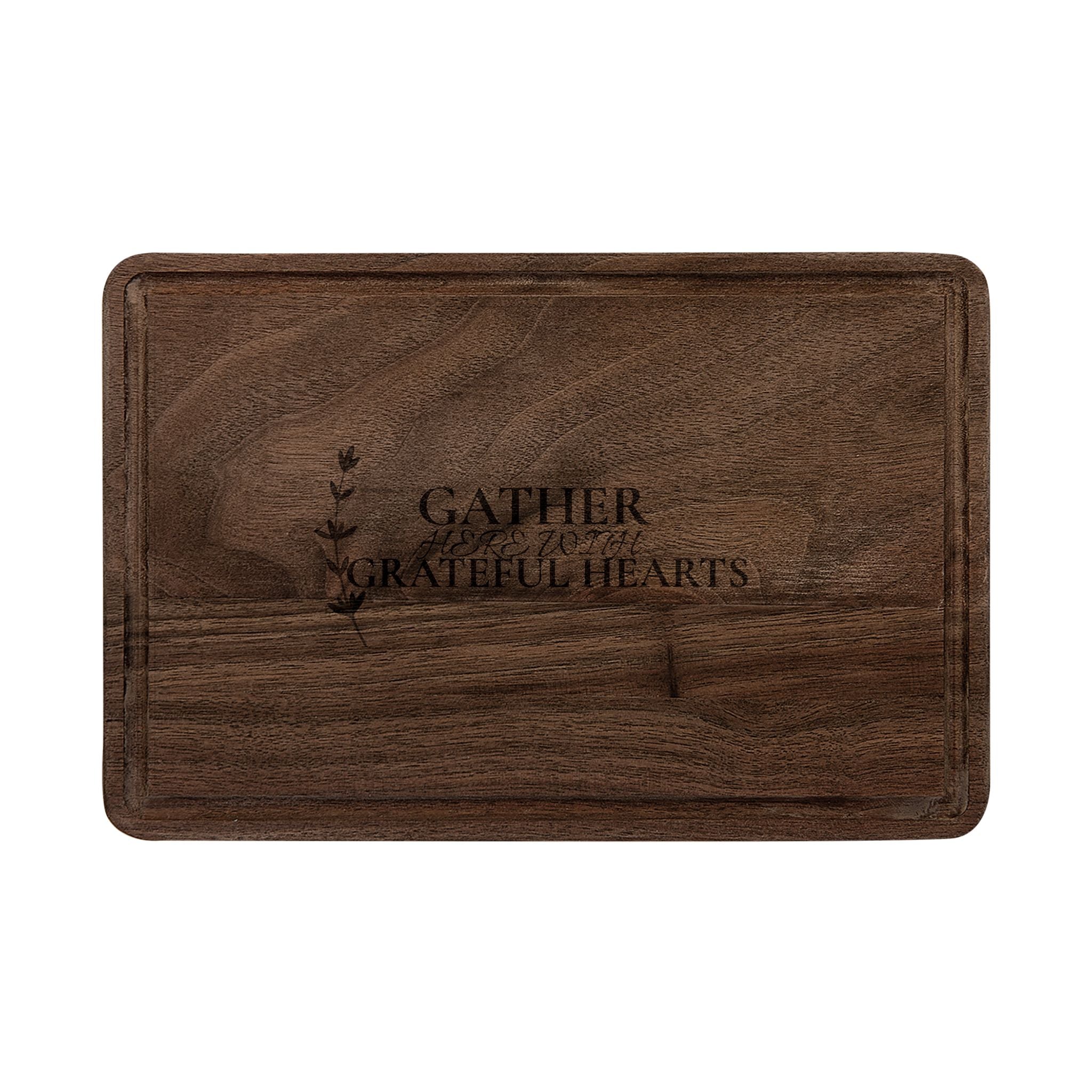 Engraved 'Gather Grateful Hearts' Wooden Cutting Board