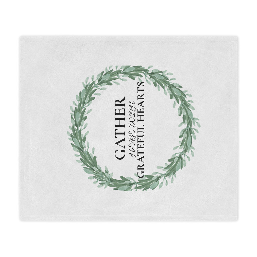 Gather with Grateful Hearts Minky Blanket — Farmhouse Wreath Throw