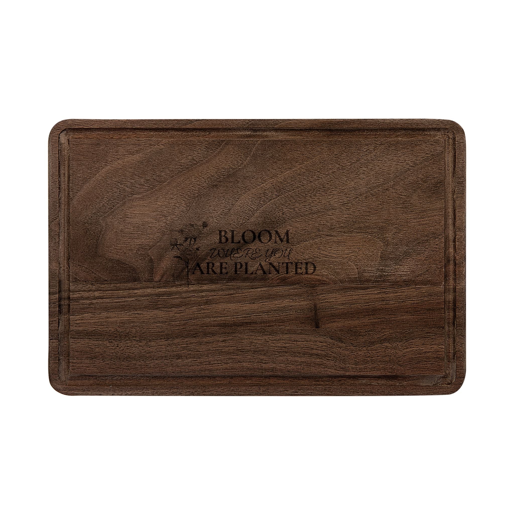 Engraved 'Bloom Where You Are Planted' Wooden Cutting Board