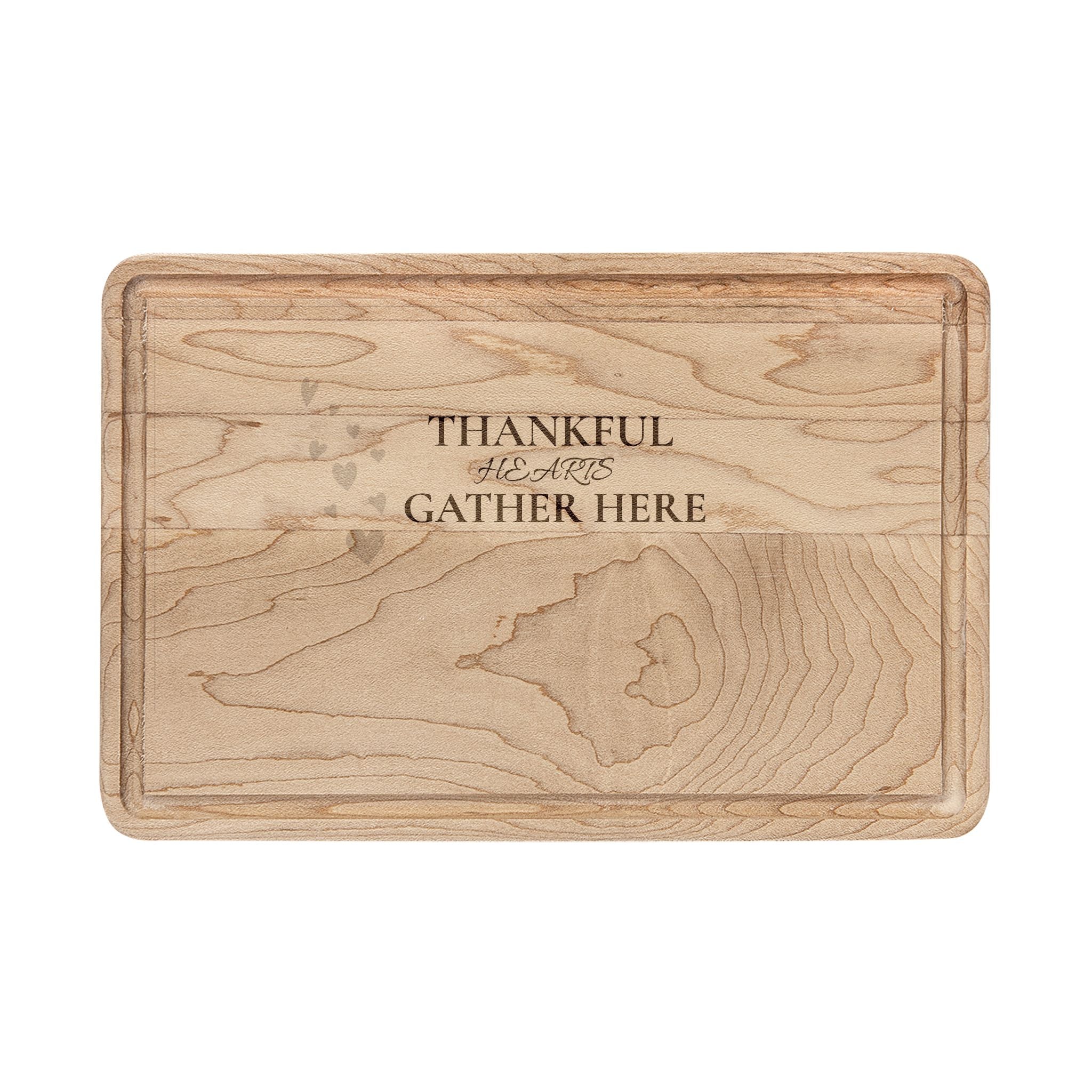 Engraved "Thankful Gather Here" Wooden Cutting Board