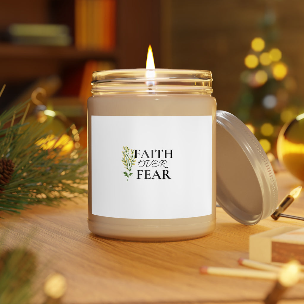 Faith Over Fear Soy Candle — 9oz Scented Jar with White Lid