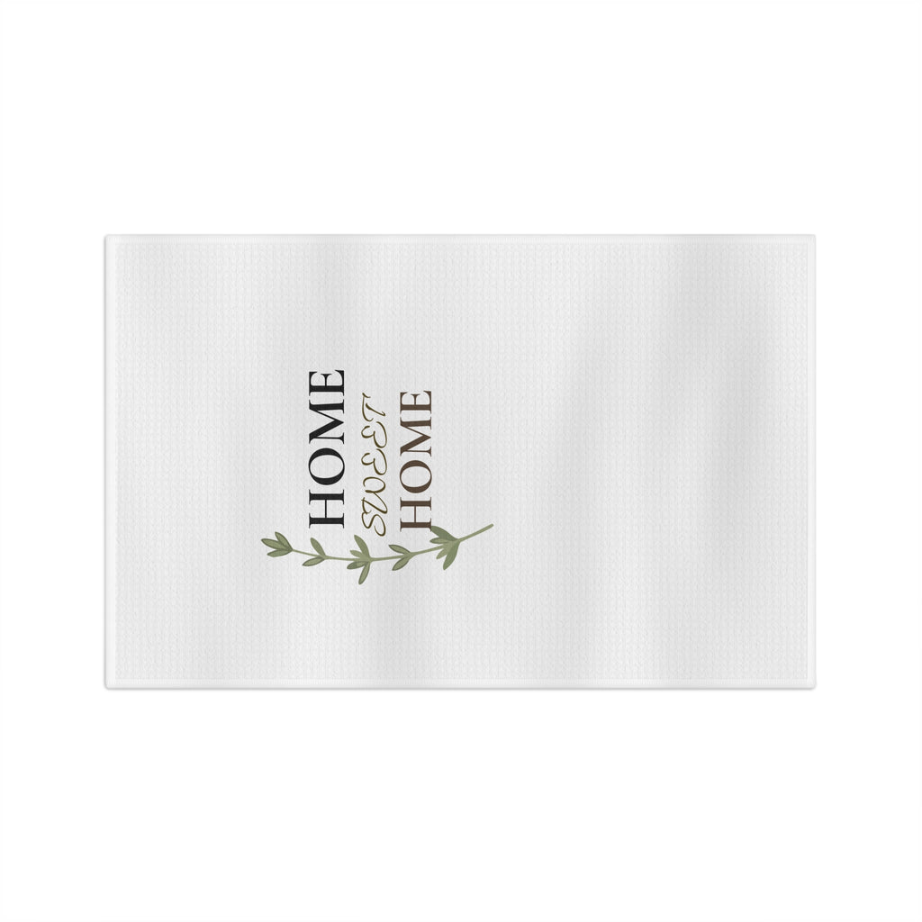 Home Sweet Home Microfiber Tea Towel — Rustic Green Leaf Kitchen Decor
