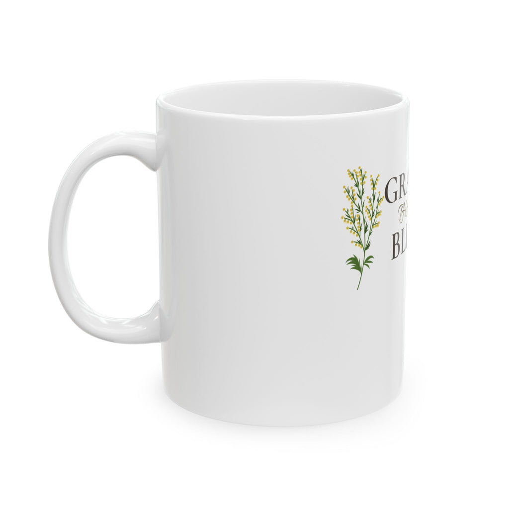 Grateful Thankful Blessed Ceramic Mug — Inspirational Coffee Tea Cup (11oz & 15oz)