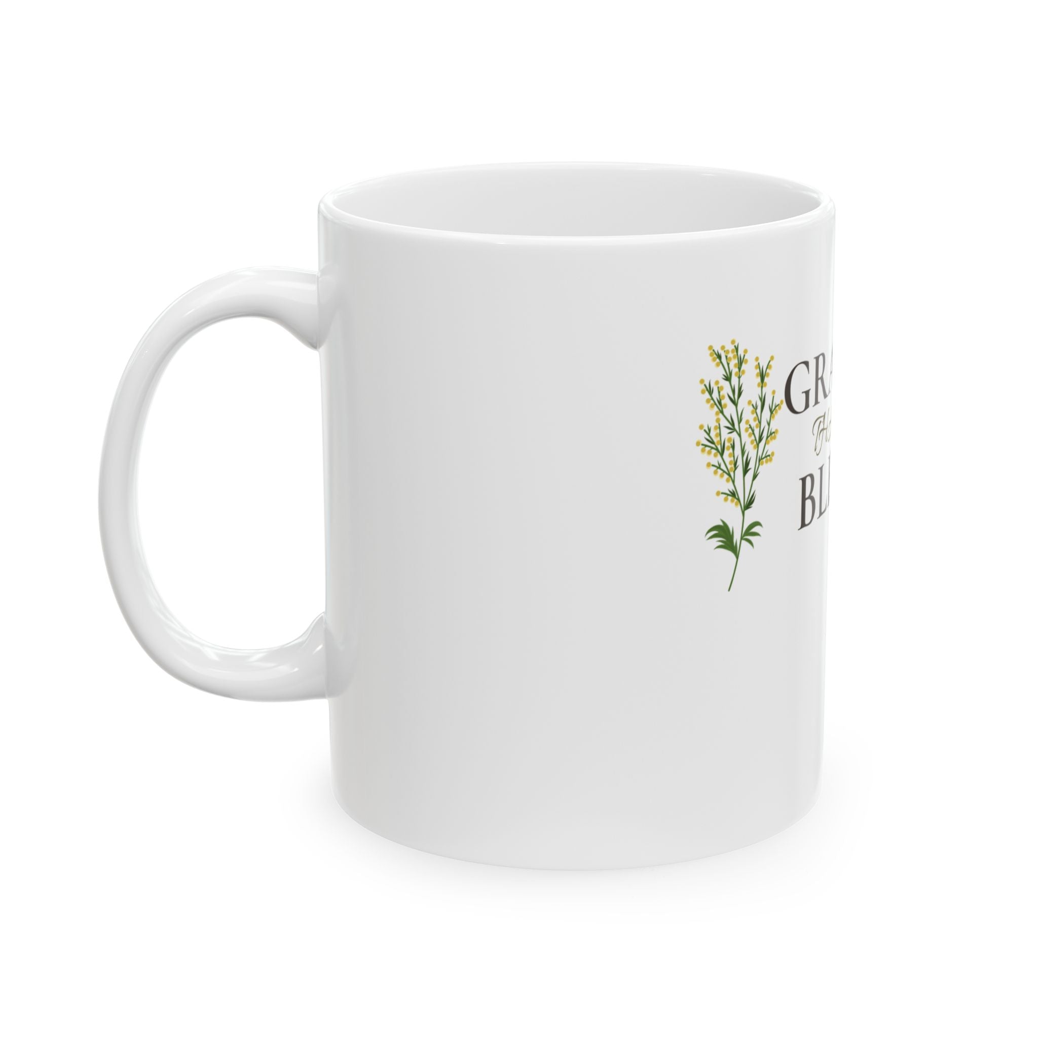 Grateful Thankful Blessed Ceramic Mug — Inspirational Coffee Tea Cup (11oz & 15oz)