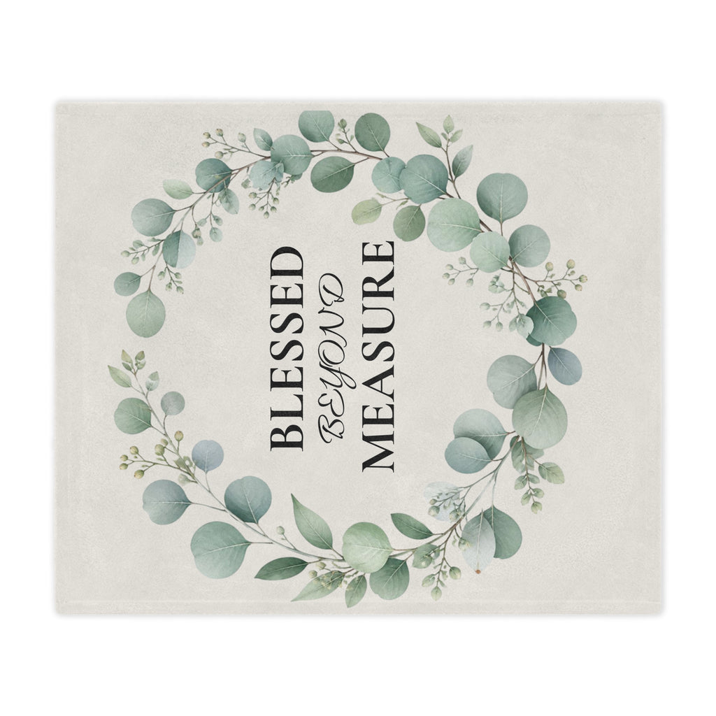 Blessed Beyond Measure Minky Blanket — Floral Eucalyptus Wreath Throw