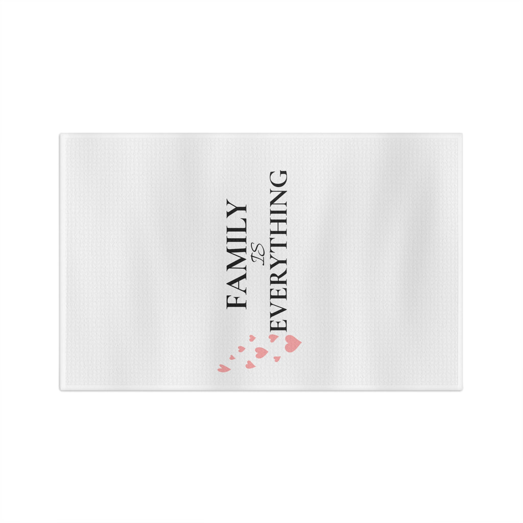 Tea Towel — "Family Is Everything" Microfiber Kitchen Towel with Heart Design