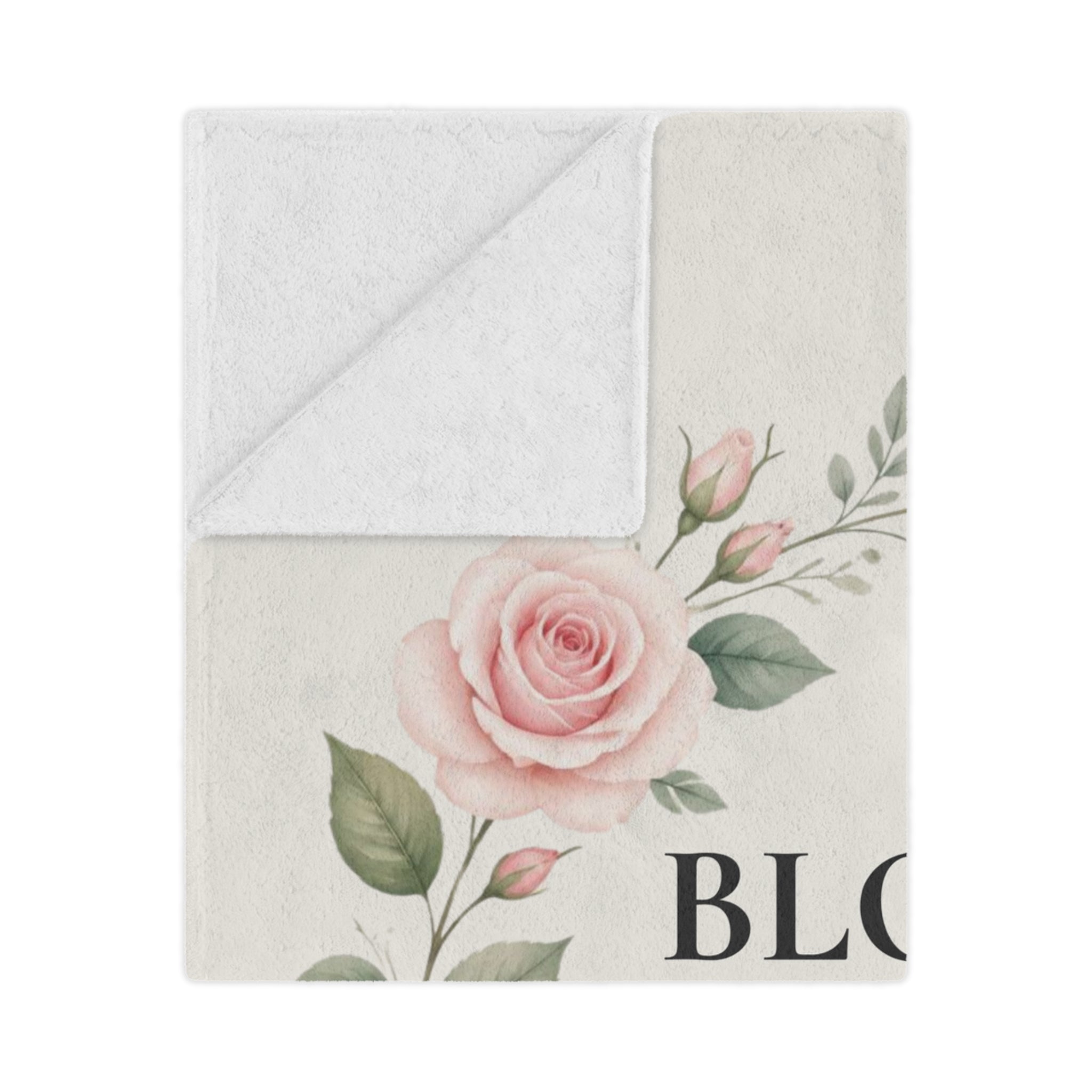 Bloom Where You Are Planted Minky Blanket – Floral Rose Wreath Throw