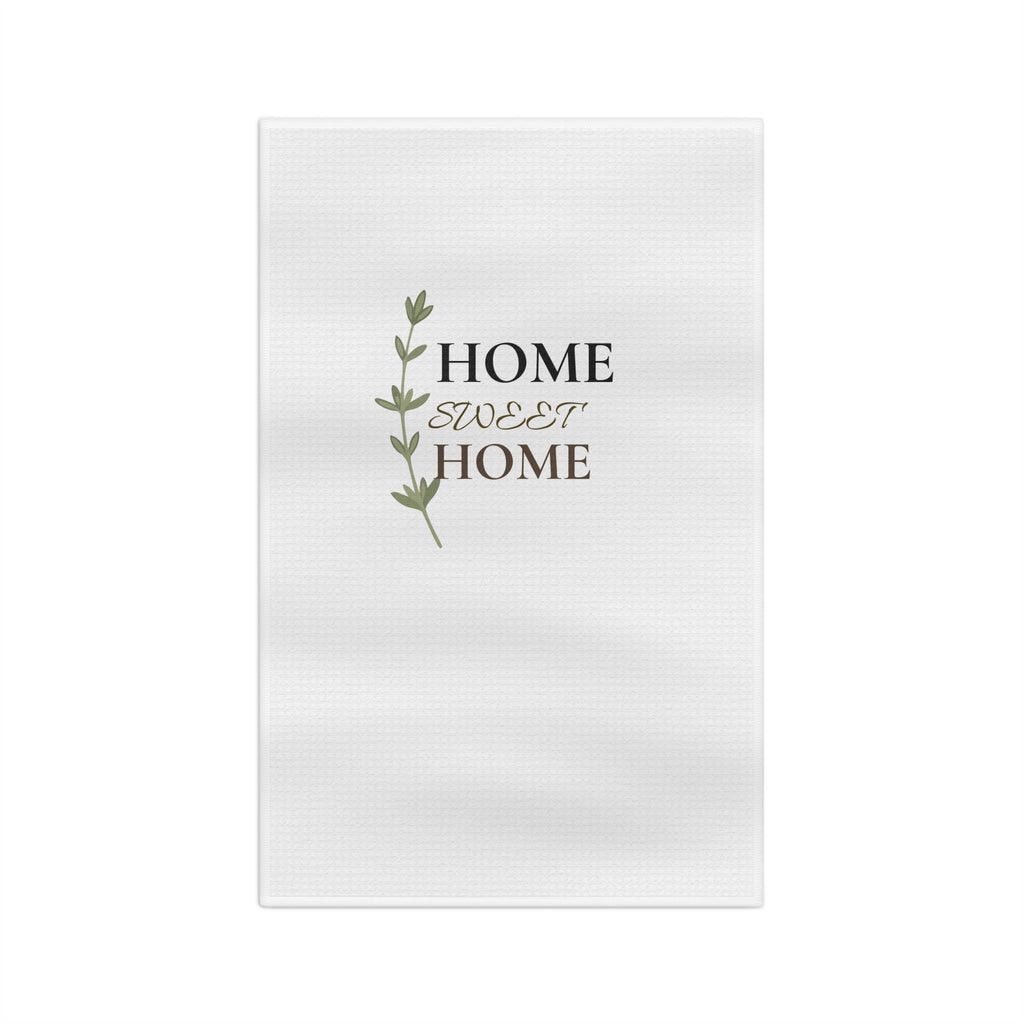 Home Sweet Home Microfiber Tea Towel — Rustic Green Leaf Kitchen Decor