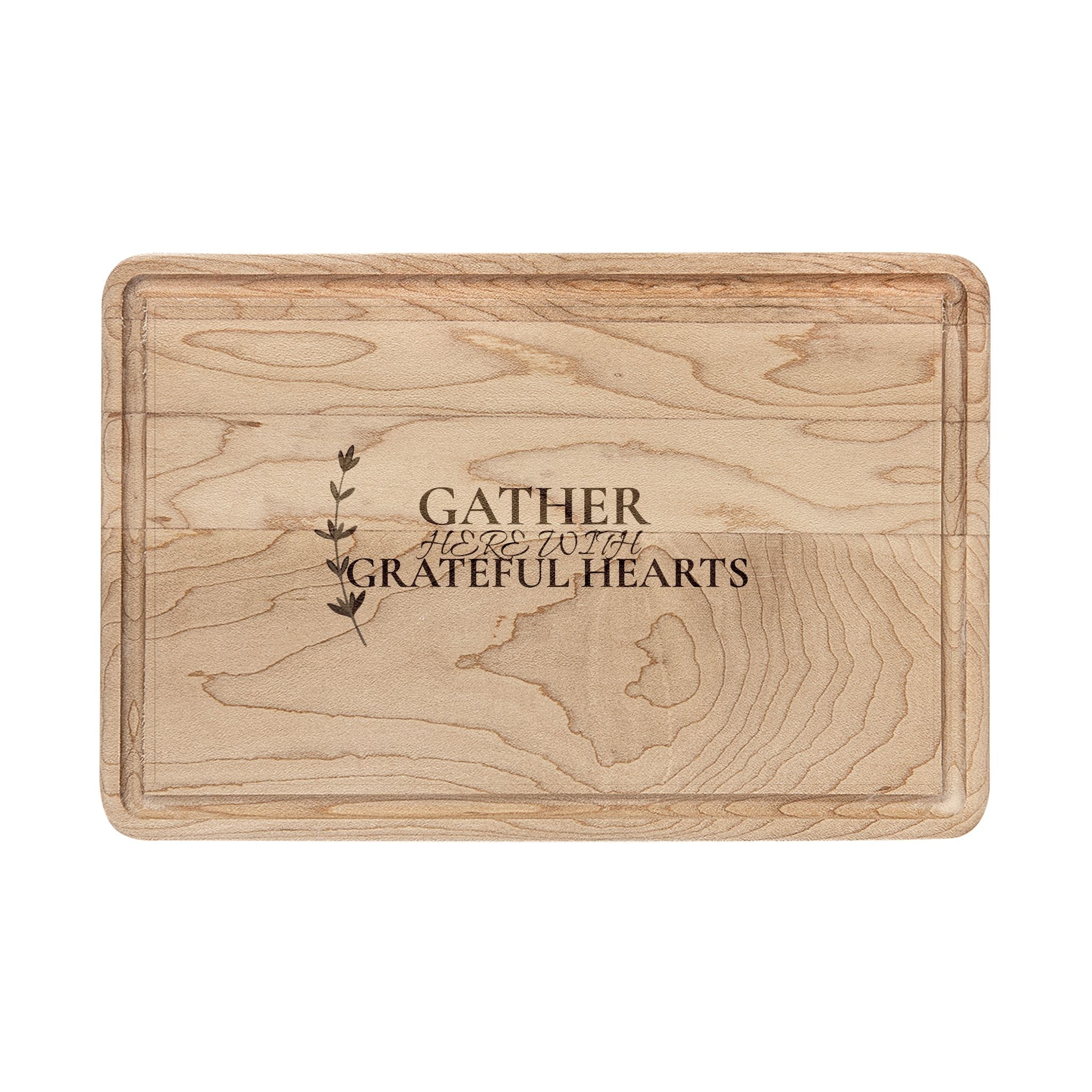 Engraved 'Gather Grateful Hearts' Wooden Cutting Board