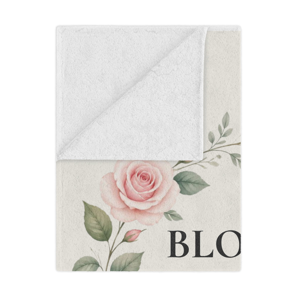 Bloom Where You Are Planted Minky Blanket – Floral Rose Wreath Throw