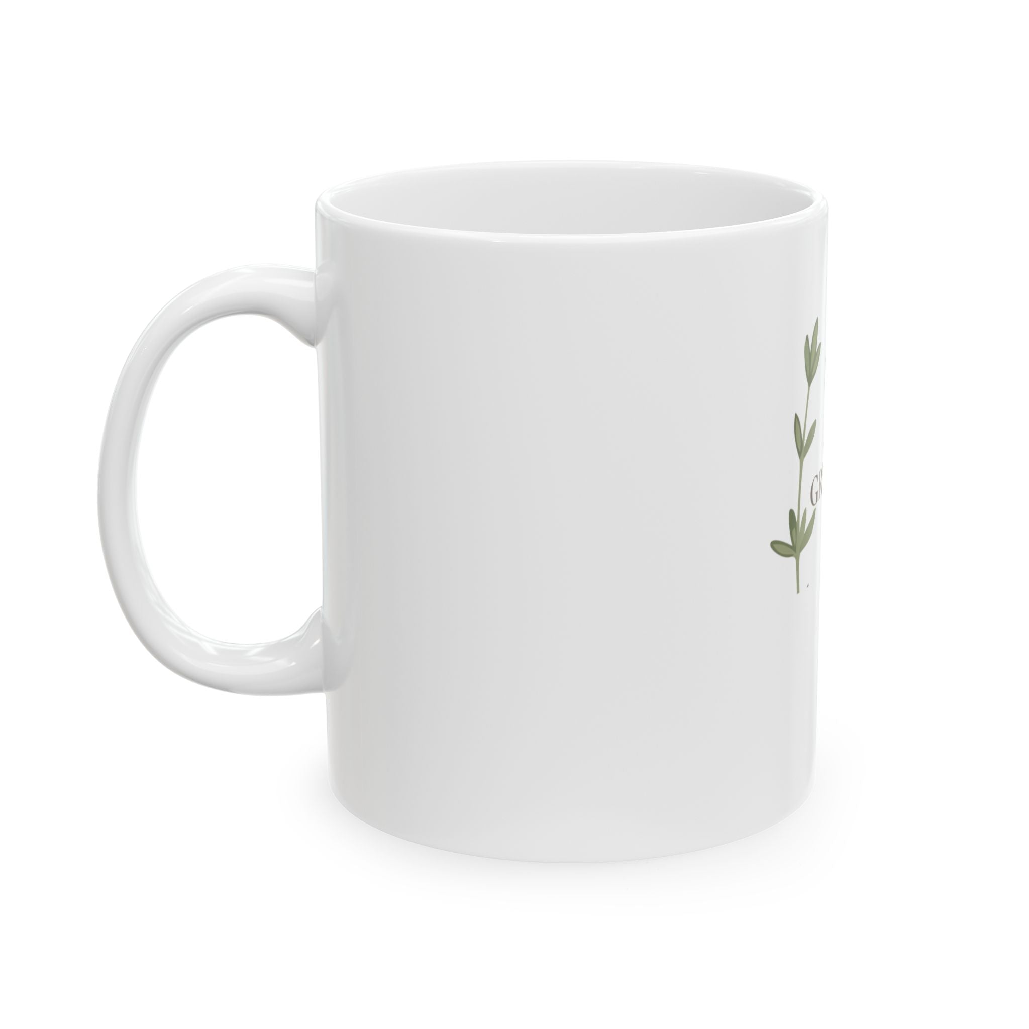 Gather Here With Grateful Hearts Ceramic Mug — Farmhouse Floral Coffee Cup (11oz, 15oz)