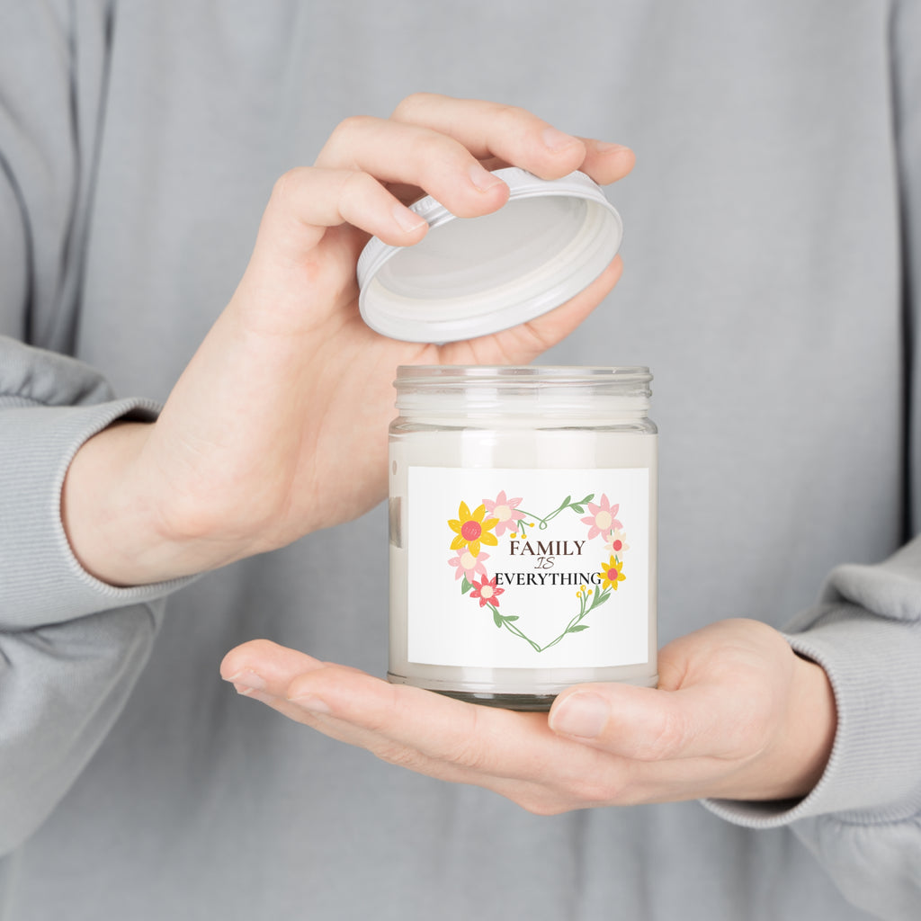 Family is Everything Scented Soy Candle- 9oz Floral Heart Gift