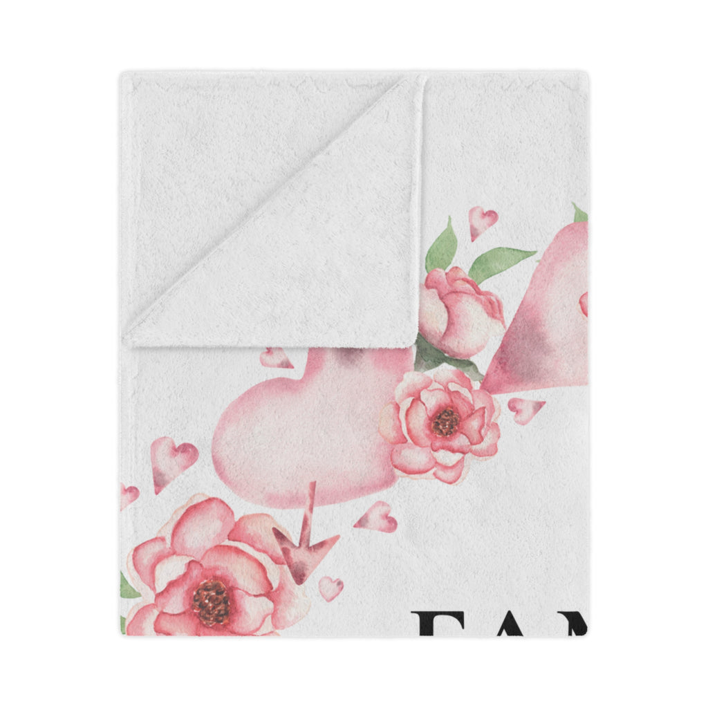 Family Is Everything Minky Blanket — Floral Heart Cozy Throw, Mother's Day & Home Gift