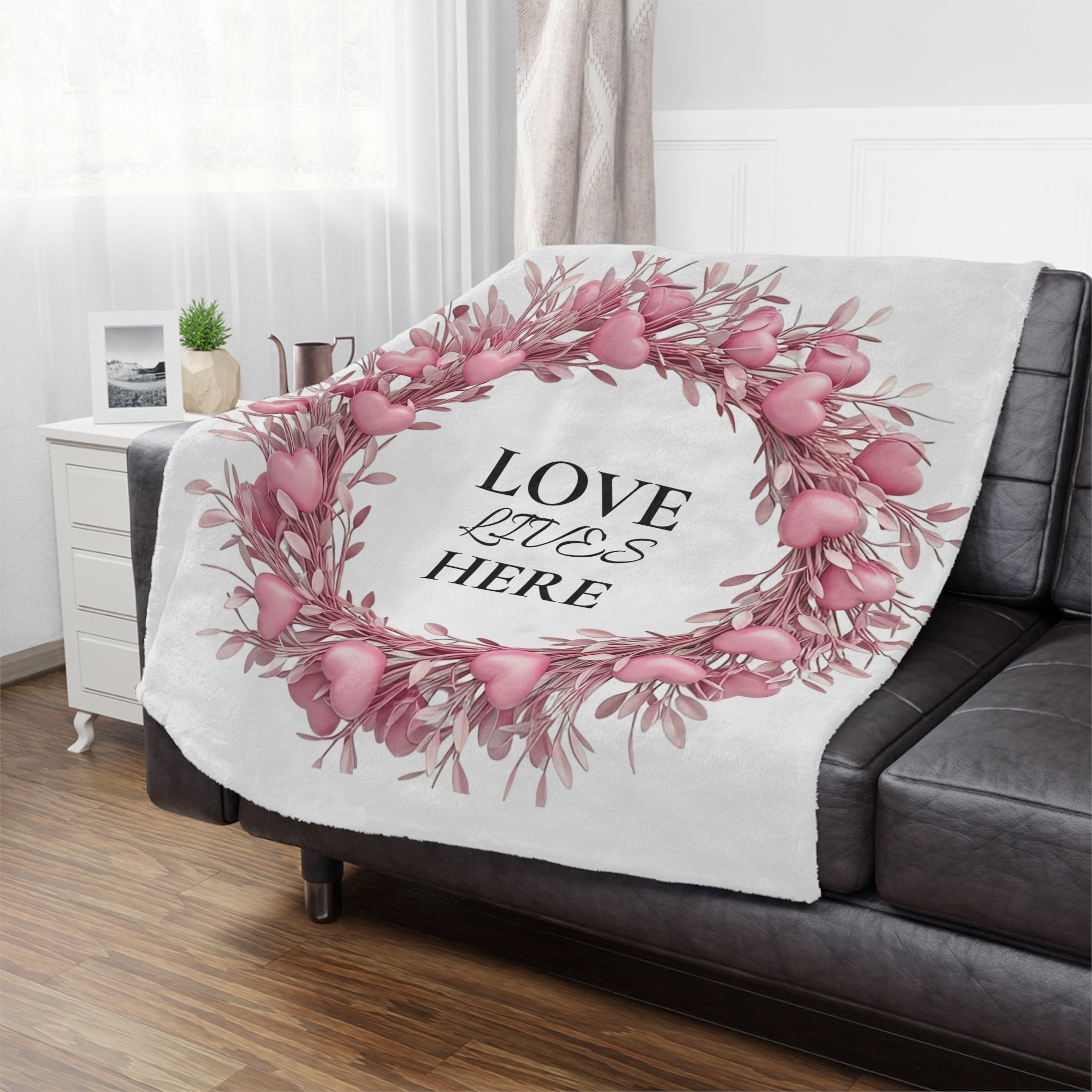 LOVE LIVES HERE Minky Blanket