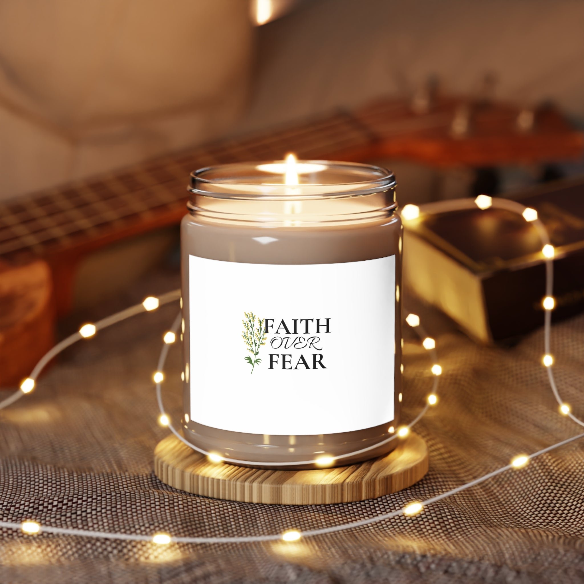 Faith Over Fear Soy Candle — 9oz Scented Jar with White Lid