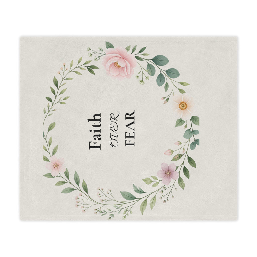 Faith Over Fear Floral Minky Blanket