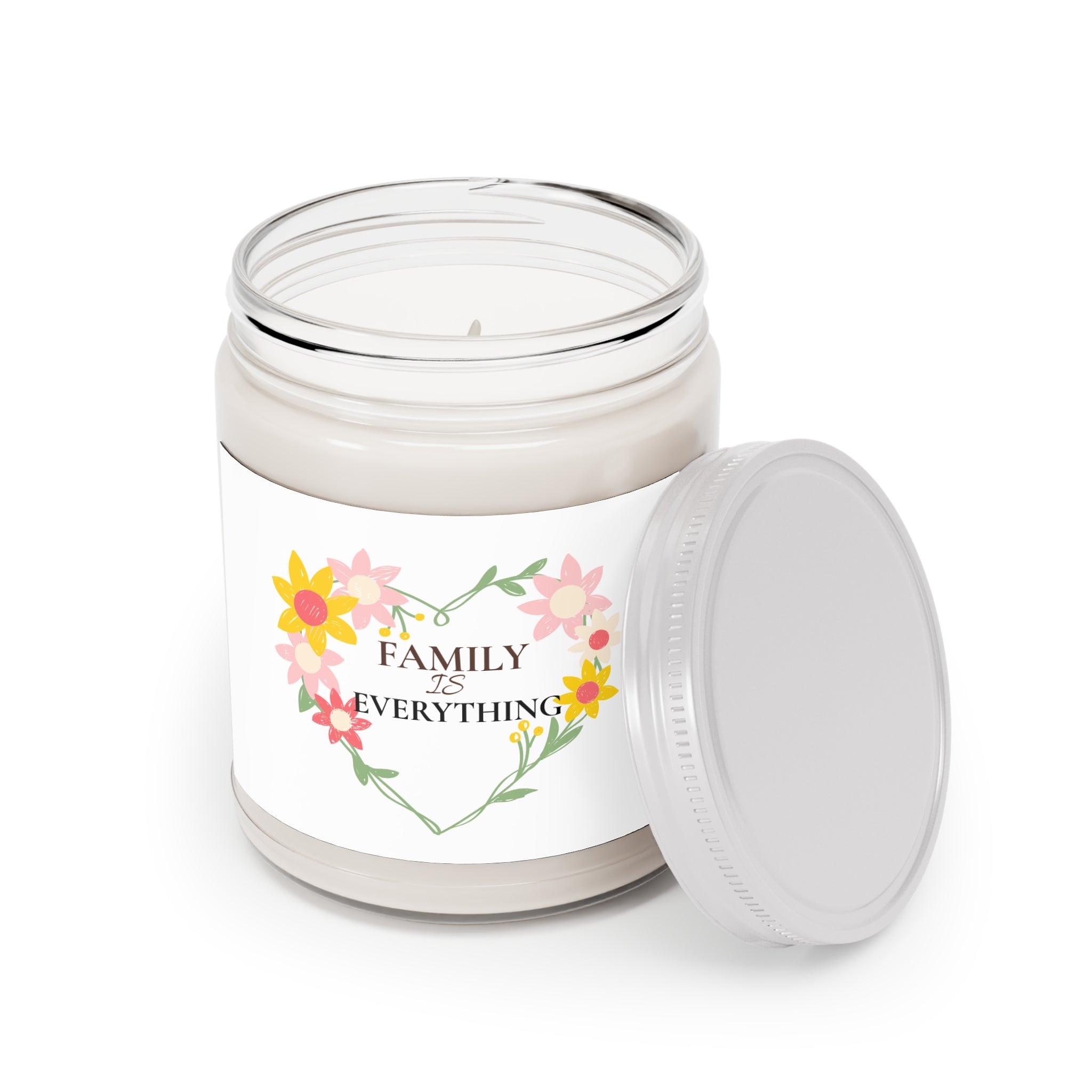 Family is Everything Scented Soy Candle- 9oz Floral Heart Gift
