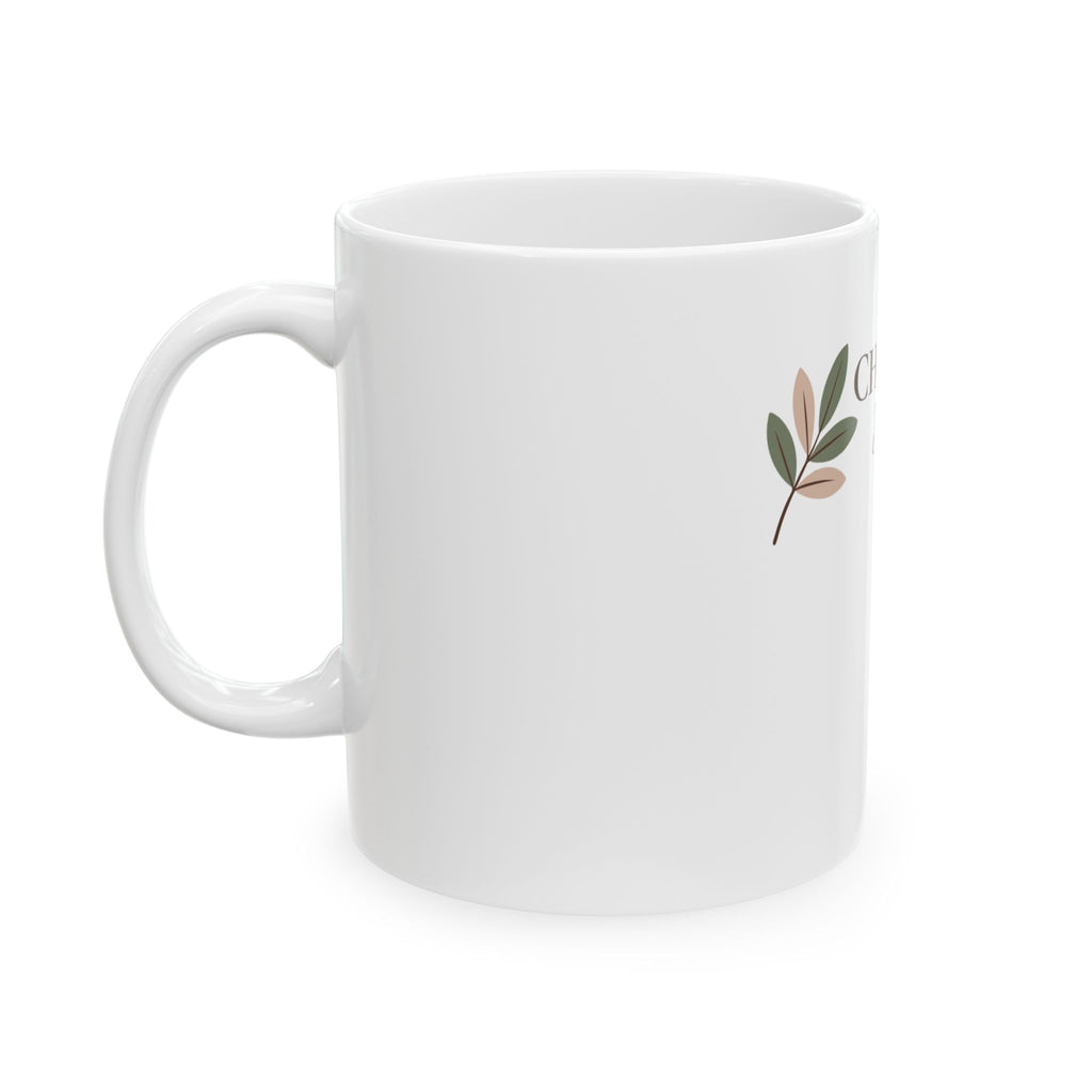 Choose Joy Ceramic Mug — Inspirational Coffee Cup with Minimal Leaf Design (11oz, 15oz)