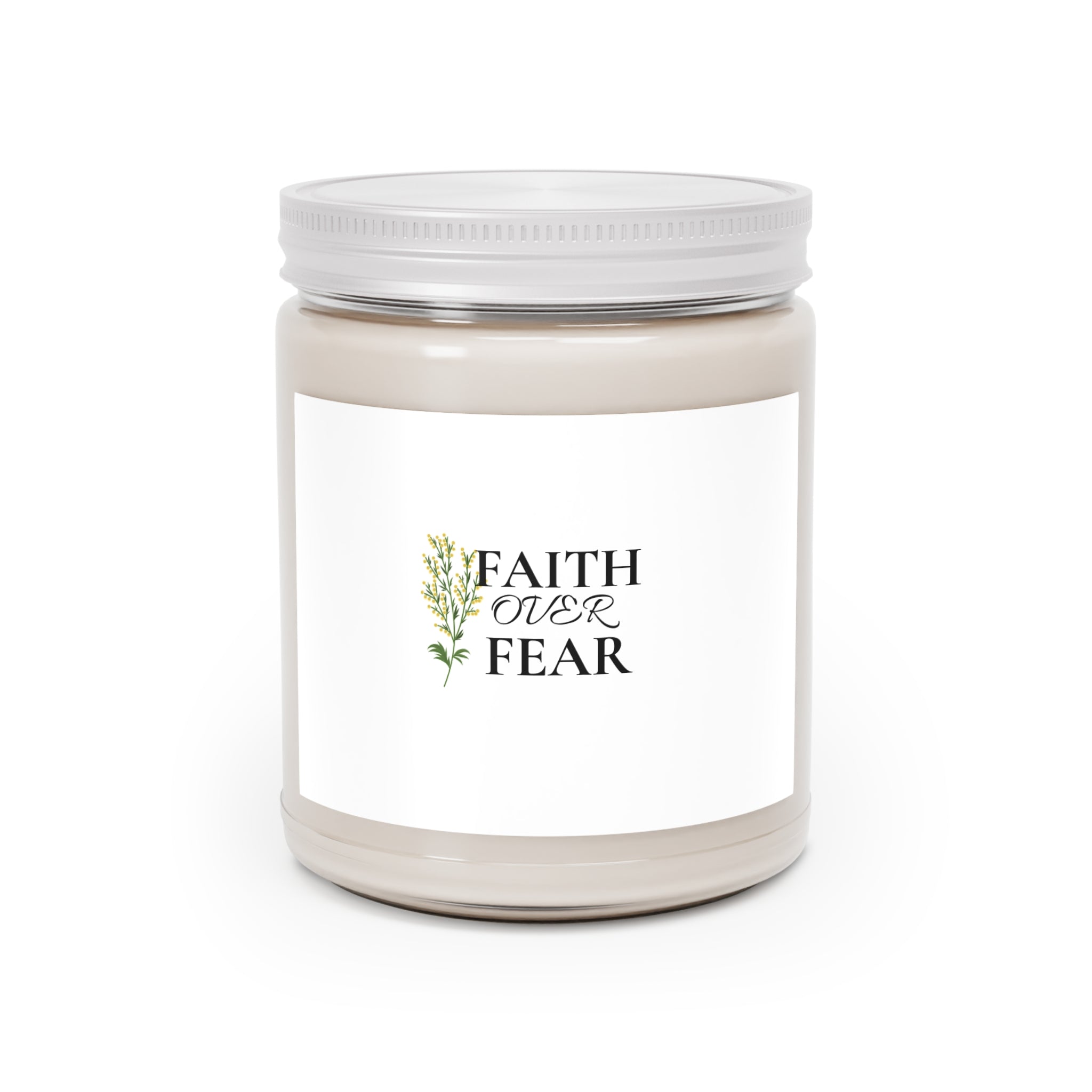 Faith Over Fear Soy Candle — 9oz Scented Jar with White Lid