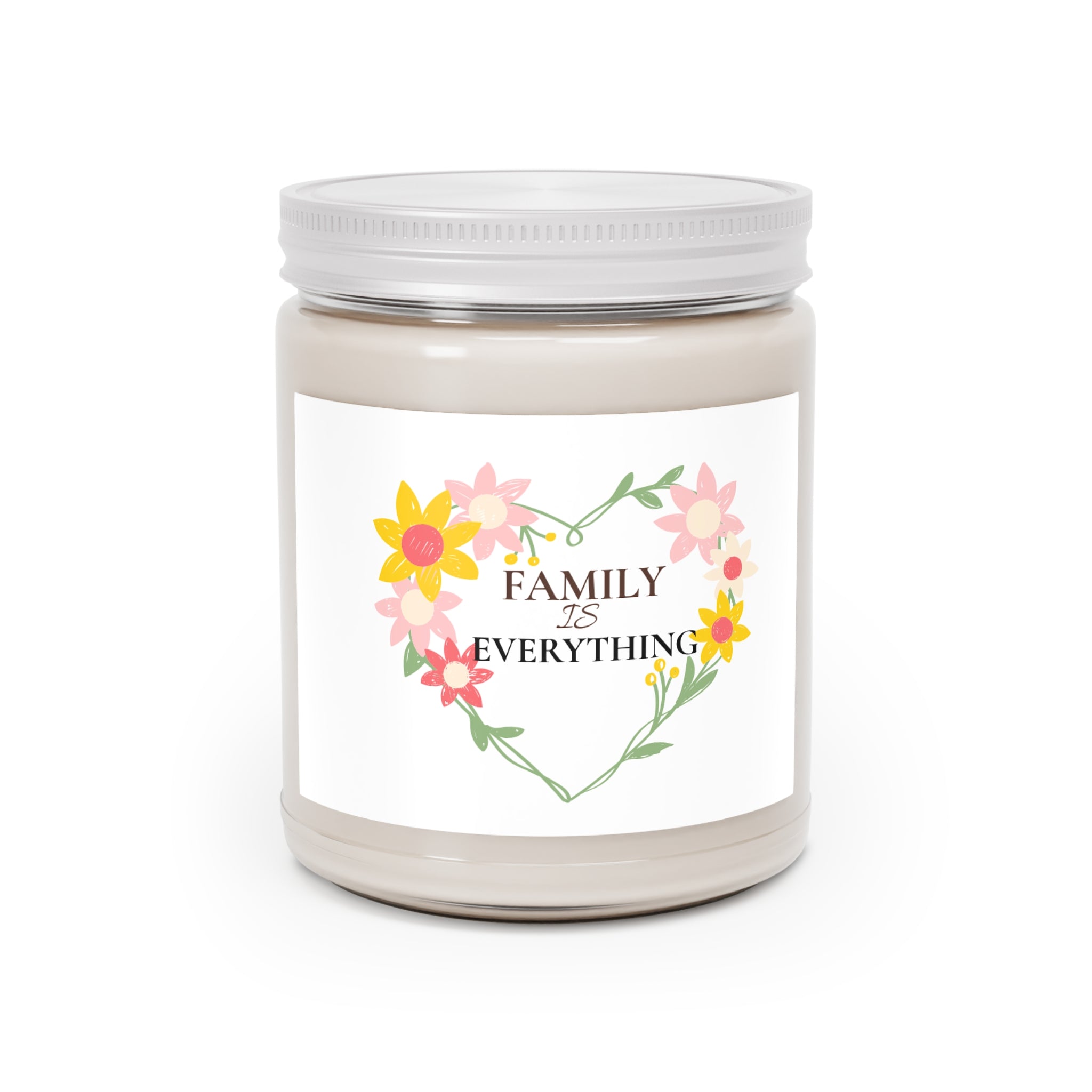 Family is Everything Scented Soy Candle- 9oz Floral Heart Gift