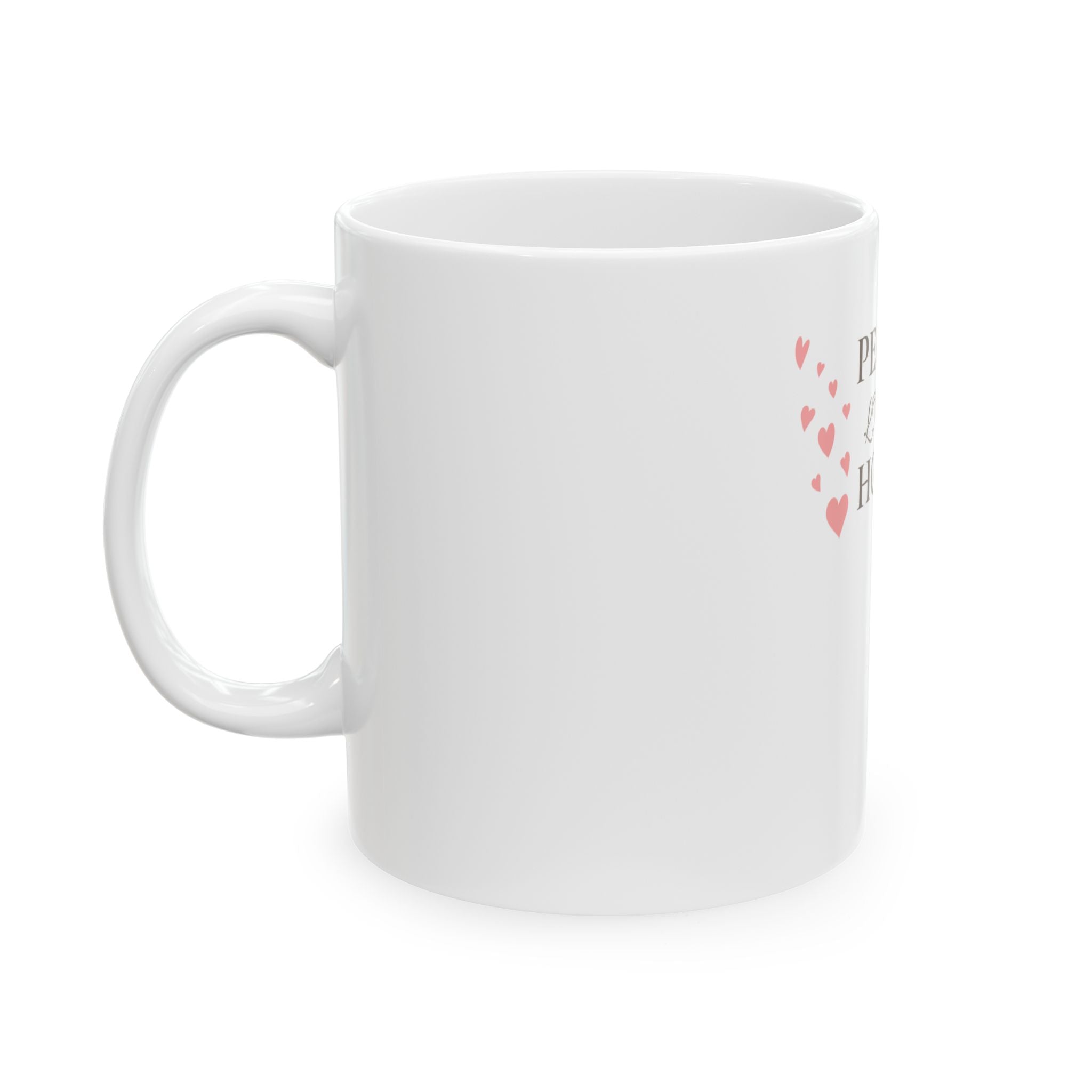 Peace Love Home Ceramic Mug — 11oz & 15oz Heart Accent Coffee Cup