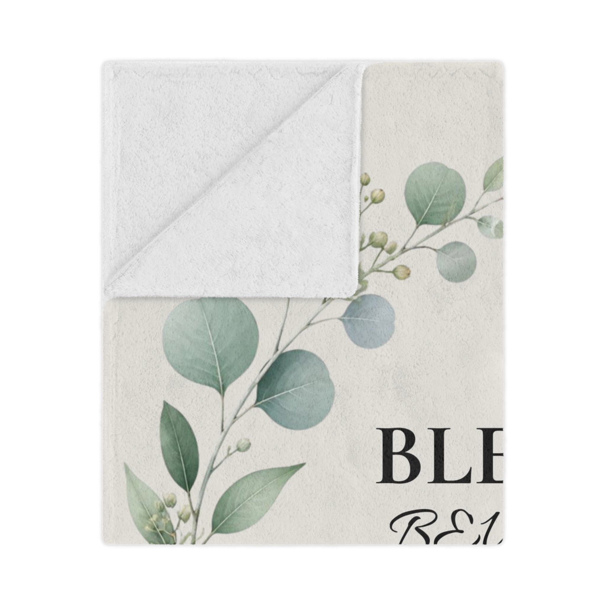Blessed Beyond Measure Minky Blanket — Floral Eucalyptus Wreath Throw