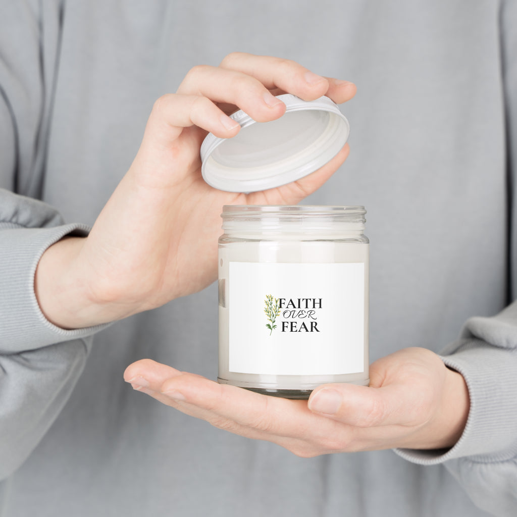 Faith Over Fear Soy Candle — 9oz Scented Jar with White Lid