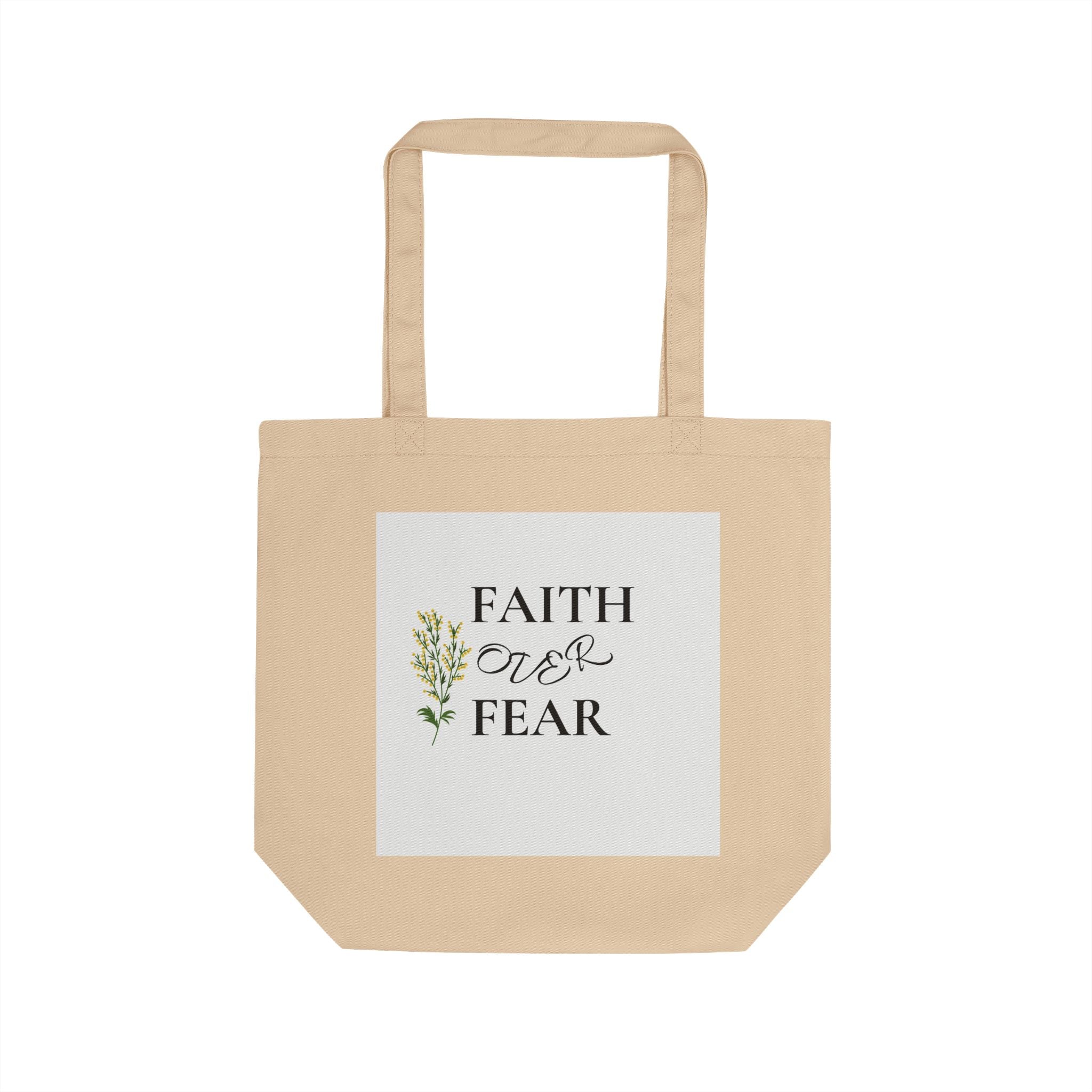 Faith Over Fear Eco Tote Bag — Inspirational Scripture Canvas Grocery Tote