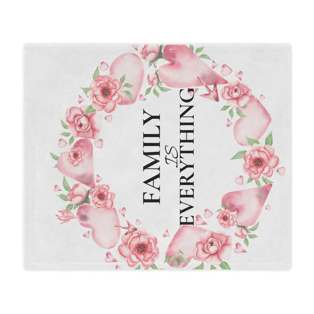 Family Is Everything Minky Blanket — Floral Heart Cozy Throw, Mother's Day & Home Gift