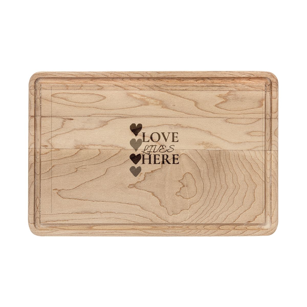 Engraved 'Love Lives Here' Wooden Cutting Board